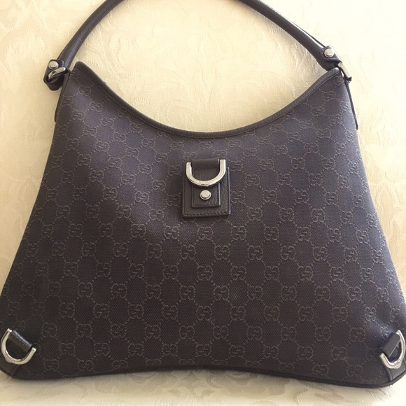 Gucci Handbags - RARE GUCCI Abbey GG Canvas Leather Handbag